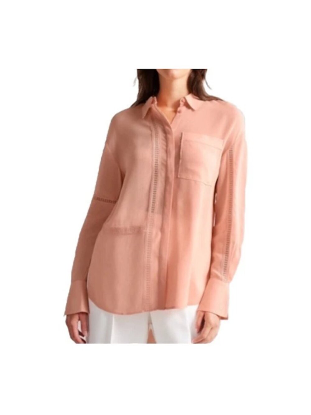 Ted Baker Blouse Tunic Orange Long Sleeve Button Front Shirt Top Business Size 3